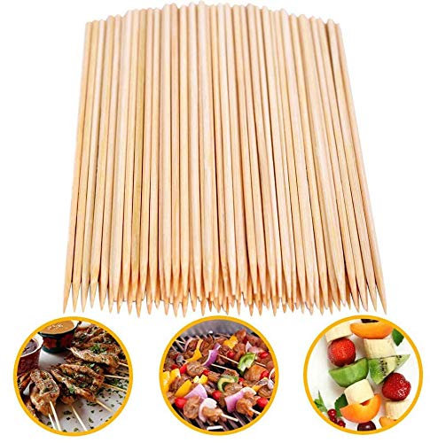 400Piezas pinchos de madera para barbacoa, utensilios de barbacoa desechables, palos de bambú, perfecto para barbacoa, pinchitos o pinchos morunos (15cm)