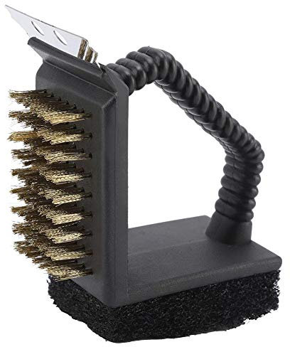 Estink Spazzola per Barbecue 3 in 1 in Acciaio Inox, Set Pulizia Griglia con Spazzola, Raschietto e Spatola, Accessori BBQ, 12,5x8x6 cm