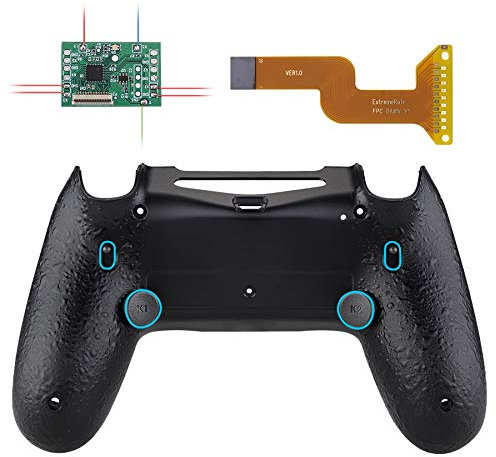 eXtremeRate DAWN2.0 FlashShot Trigger Stop Remap Kit für ps4 CUH-ZCT2 Controller,DIY-Ersatz Hülle Gehäuse&Upgrade-Board&2 Rücktasten&2 Trigger Lock für ps4 Controller JDM040/050/055-Texturiert-Schwarz