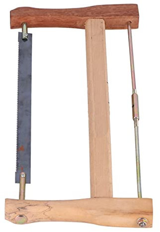 Scie à Cadre, Outil de Coupe de Bois à Main en Bois de Teck, avec Lame de Scie en Acier au Manganèse et Corde de Scie en Acier au Chrome Vanadium, pour Menuisier et Menuisier(Petit (400mm))