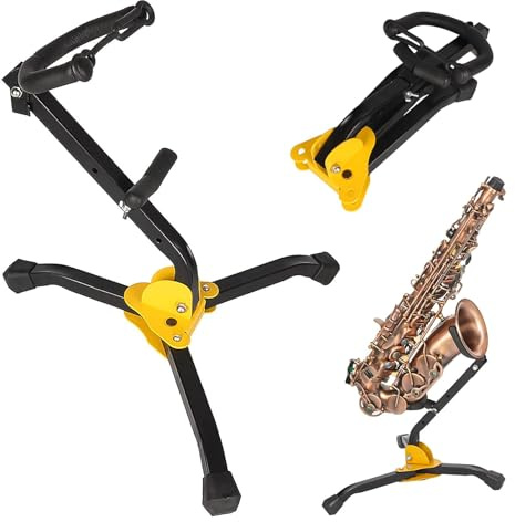 GOGHOST Saxophone Stand, Portable Folding Metal Alto/Tenor Sax Stand - Adjustable Triangle Base Holder Display Rack, Musical Instrument Accessories