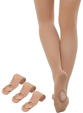 Yilanmy 3 Paare Ballettstrumpfhose für Mädchen und Damen Tanz Strumpfhosen Footed Student Training Strumpfhose Convertible Transition Ultra Soft Opaque