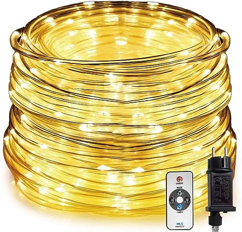 HAUSPROFI 30M 600LED Lichterschlauch Außen, Lichterkette Strombetrieben Warmweiß, IP44 Wasserdicht & Dimmbar mit Fernbedienung, Ideal für Garten, Balkon & Weihnachtsbeleuchtung, Ø5mm