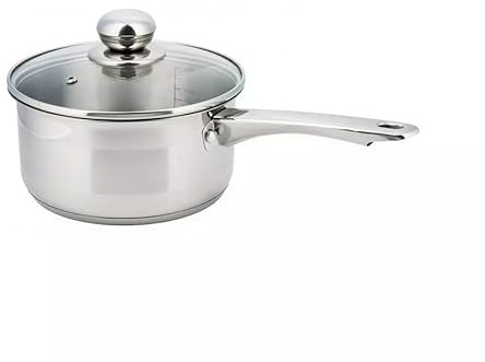 Luckyberg Induktionstopf mit Griff, hochwertiger Edelstahl, mit Glasdeckel mit Dampfloch, unbeschichtet, für alle Herdarten, spülmaschinenfest, Fleischtopf, Gemüsetopf, Kochtopf, (0,5l)