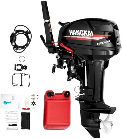 awolsrgiop 2 Stroke 18HP Heavy Duty Outboard Motor, Short Shaft Inflatable Boat Motor 246CC Outboard Boat Motors Electric Outboard Engine Fishing Sailing Boat CDI Ignition Water Cooling System