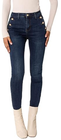 Nina Carter P217 - Pantalones vaqueros ajustados para mujer, cintura media, aspecto desgastado