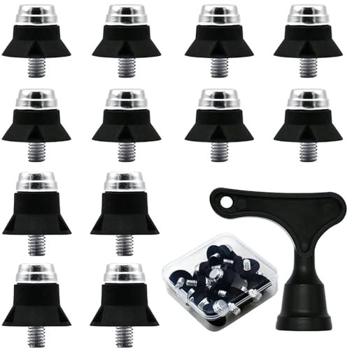 CLKE 12 Stück Schraubstollen, Ersatzstollen für Fußballschuhe, Fußballstollen, Ersatzstollen Kunststoff, mit Spezialschlüssel und Aufbewahrungsbox, Schraubkappen für Fußballschuhe und Rugby Schuhe