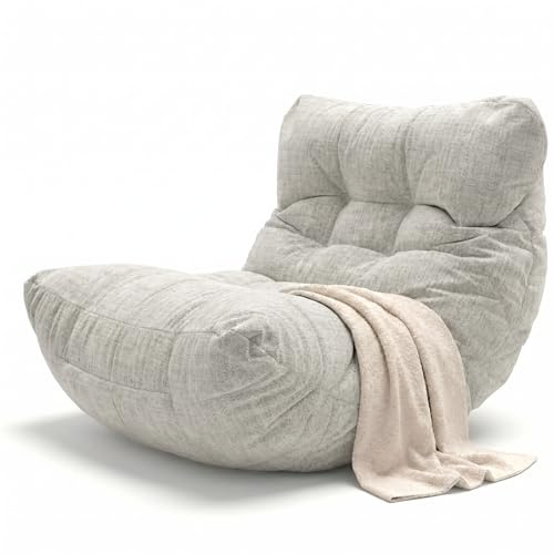 Aiire Puff Exterior Jardín Moderno - Sillón Puf con Relleno Incluido XXL de Diseño Terraza o Piscina - Outdoor Bean Bag Beige