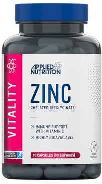 Applied Nutrition Zinc - 15mg Strength Supplement for Normal Immune System Function, Bones, Hair, Skin & Nails, Made in The UK, Vegan (90 Tablets - 3 Months Supply)