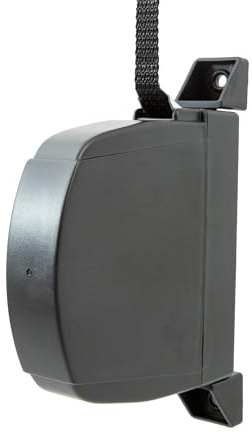 IdeaGenesis - Enrouleur pliable pour volet roulant - Enrouleur rabattable avec ruban pour fixation au mur ou au cadre de fenêtre - Système universel résistant (noir ruban noir, ruban 14 mm)