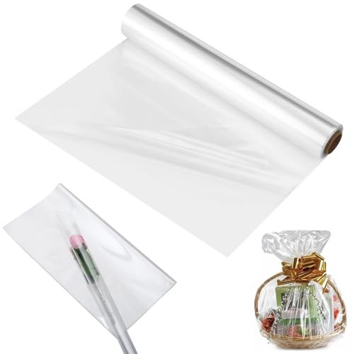 Aililong Cellophane Film Trasparente 86cm x 30m x 3mm, Pellicola Trasparente per Cesto Regalo, Fiori e Altro