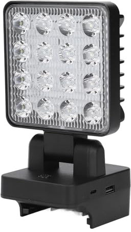 LED-Arbetslampa, Roterbar, IP67 Vattentät, 18V Litiumcellsdriven Bärbar Arbetslampa med USB- och Typ C-laddningsgränssnitt för Byggarbetsplats