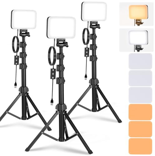 NEEWER BÁSICO Panel Luz Vídeo LED Kit, Paquete de 3 Bicolor Estudio Luz Portátil con Soporte para Trípode y Filtros, 3200K~5600K CRI 95 750lux para Fotografía, Grabación, Transmisión en Vivo, BP66