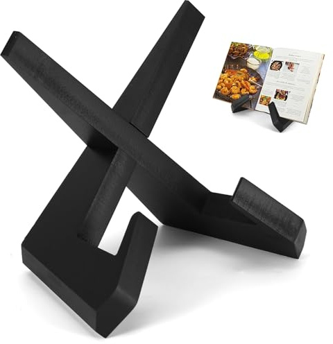 ZONJIE Recipe Book Stand - Wooden Kitchen Cookbook Stand for Display and Reading, Farmhouse Hands Free Cook Book Holder for Kitchen Cooking