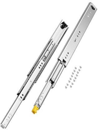 VEVOR Schubladenführung mit Vollauszug, 1 Paar, abschließbare Teleskopschienen, 450 mm, Tragkraft 113,4 kg, seitlich montierte Gleitschiene mit Kugellager und Verriegelung