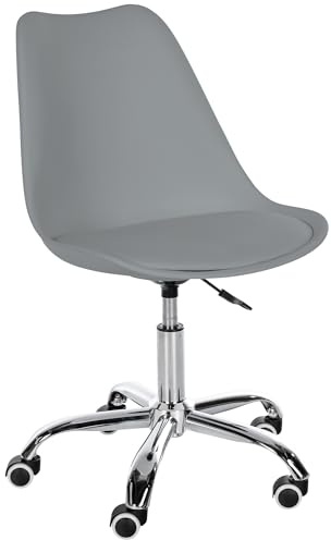 CLP Sgabello da lavoro Laflin I Sedile imbottito con rivestimento in similpelle I Su rotelle, regolabile in altezza e girevole, Colore:grigio