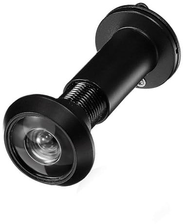 Spioncino per porta, in lega di zinco, regolabile, con foro per porta d'ingresso, porta anteriore nera, spioncino grandangolare, per installazione in porte spesse da 35 a 60 mm per la sicurezza di