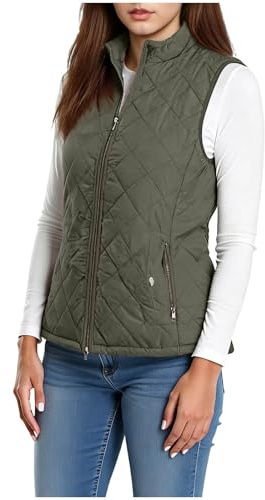 ABLYTMIAQ Quilted Gilet for Women Uk Casual Fashion Stand Collar Lightweight Coat Body Warmer Women's Padded Vest Sleeveless Gilet Jacket with Zipper Pockets Fall Winter Outdoor Outerwear