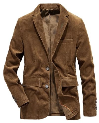 Veste Blazer Vintage pour Homme en Velours côtelé, Deux Boutons, Style Sport et décontracté, Couleur café, Taille 4XL