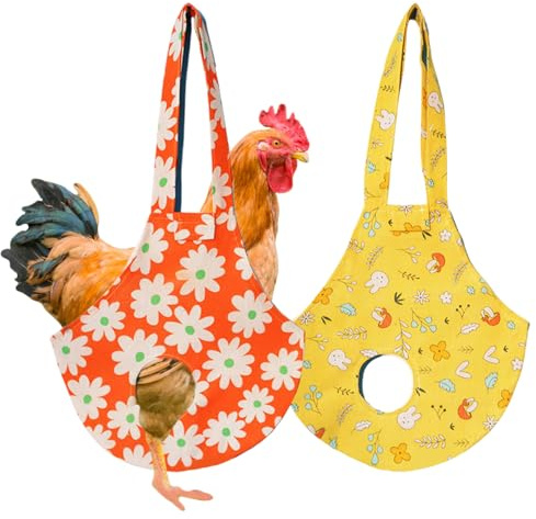 AwnsIMfreien Porte-Poulet 2 pièces écharpe de Poulet imprimée Mignonne avec poignée et Trous Sac à Main de Capture étanche pour Poule Coq Canard oies, Sac
