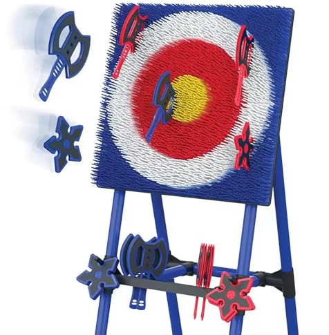 SOKIDS Safety Axe and Star Throwing Game Set – 5ft Steel Frame Target with 8 Lightweight Axes & 8 Stars – Indoor/Outdoor Backyard Fun for All Ages