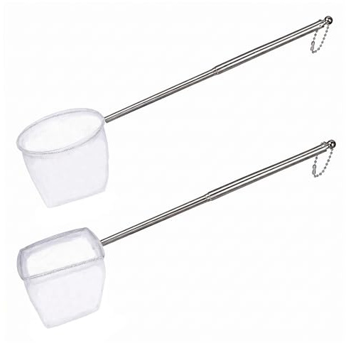 2 Pcs Aquarium Fish Net 2.6 Square 3.1 Round Fine Mesh Net with Stainless Steel Extendable Handle Soft Fine Mesh Nets for Shrimp Fish Tank Ponds Streams