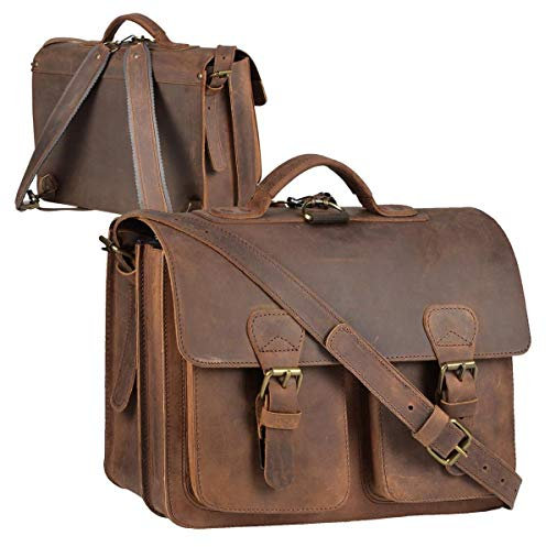 Ruitertassen Lederranzen 38cm Schulranzen Schultasche 2 Fächer 2 Vortaschen Rückengurte Tragegriff Schultergurt Ranger braun