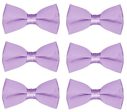 FOMANN Boys Bow Tie Wholesale 6 Pack Children Pre-Tied Formal Tuxedo Bowties Kids Solid Ties (Lavender)