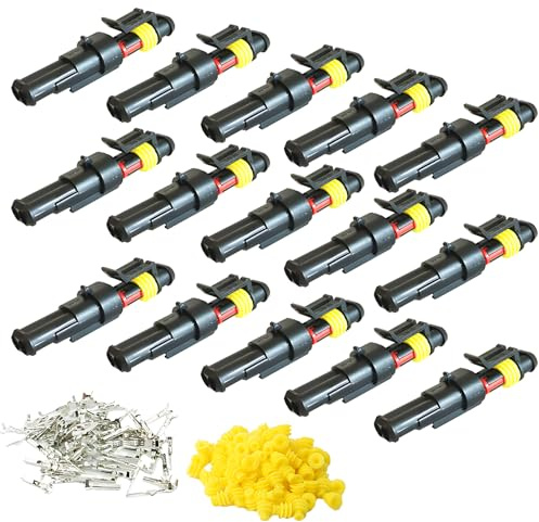 CESFONJER Impermeabile Connettore, Presa elettrica Maschio e Femmina, AWG Connettore impermeabile elettrico per Moto Scooter Auto Truck Marine Filo Imbracatura Prese (2 Pin × 15 set)