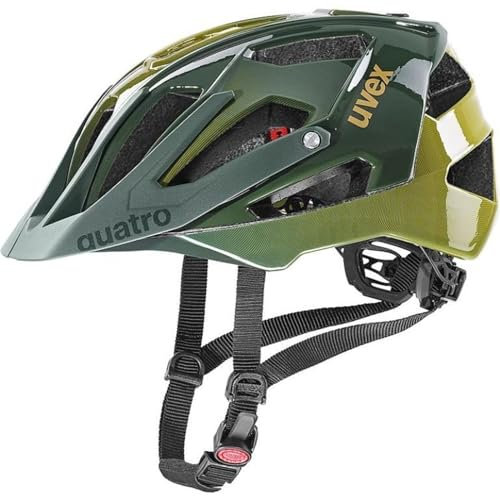 uvex Quatro - sicherer MTB-Helm für Damen und Herren - individuelle Größenanpassung - waschbare Innenausstattung - Forest - Mustard - 52-57 cm