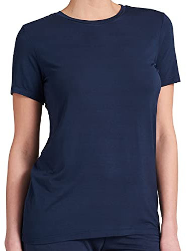 Schiesser Damen Schlafshirt Kurzarm Modal - Mix + Relax Pyjamaoberteil, Blau_175475, 42 EU