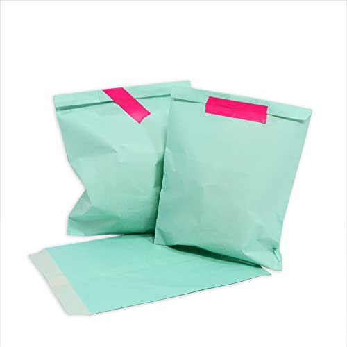 Frau WUNDERVoll® 25 Papiertüten türkis, 13 x 16,5 cm, 45 Gramm Papier, flach/Candy Bar, Hochzeit, Kindergeburtstag, Papiertütchen, Candybag, Tüten, Mitgebseltüten