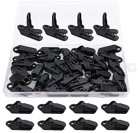 YIXISI 30 PCS Tarp Clips, Windproof Lock Grip, Tarpaulin Clips, Awning Clamp Grip for Outdoor Activities Camp Tent and Accessories Hiking Camping (Black)