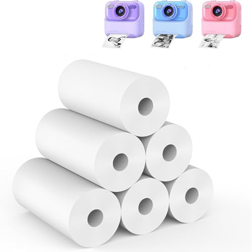 Riosin 6 Rolls Instant Camera Refill Print Paper for Kids,White-6