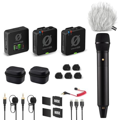 Rode Wireless Pro mikrofonset med handhållen mikrofon och keepdrum vindskydd