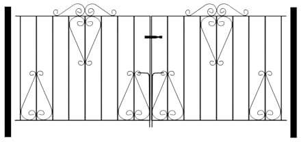 Classic Scroll Metal Garden Driveway Gates Galvanised Wrought Iron Style Gate (2134mm (7ft) Gap x 914mm High CDZP10)