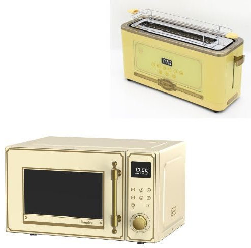 Kaiser Empire M 2530 ElfEm - Microondas (25 L, con parrilla de aire caliente, 25 funciones, incluye tostadora retro T 4000 ElfEm, 6 niveles de tostada, función de descongelación, función de