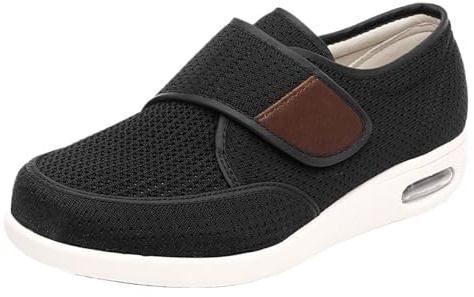 Zapatos for diabéticos for hombres, zapatos deportivos de verano con cierre ajustable for personas mayores, ancho X-Wide, transpirables y livianos, adecuados for pies hinchados de mujeres(black,44 EU)