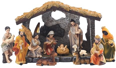 Obelunrp Nativity Figurines Set Christmas Mini Traditional Resin Jesus Birth Decorations 1Set, Nativity Figurines