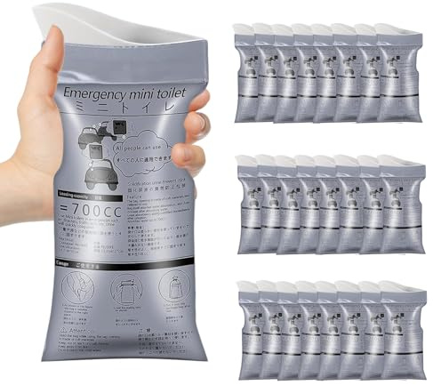 CHENGCKJ 24 Stücke Urinbeutel für Unterwegs 700 ml Gel Urinbeutel Tasche Urinella für Frauen Mann Pinkelbeutel mit Griff Mobile Notfalltoilette für Männer Frauen Kinder Patienten und Schwangere