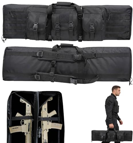 Weyot Bolsa De Armas, Funda de Fusil, Bolsa Doble para Rifles, Mochila para Carabina Airsoft Funda Escopeta Porta Caza, Almacenar O Transportar Rifles Black,108cm/43in