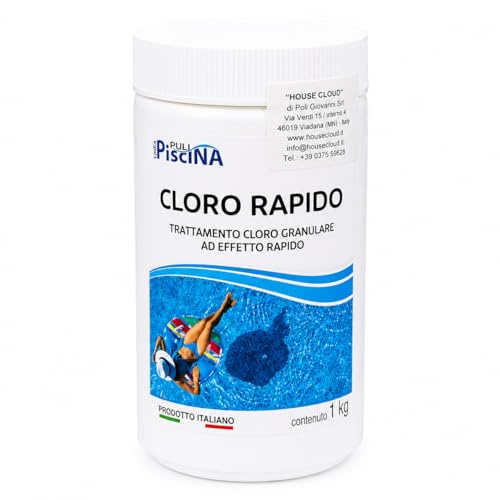 Cloro Rapido Granulare per Piscina e Spa 1 Kg Trattamento Shock Acqua Verde Torbida Marrone Cloro Shock a Rapida Dissoluzione per Pulizia Piscine Esterne Manutenzione Acqua Cristallina Igienizzante