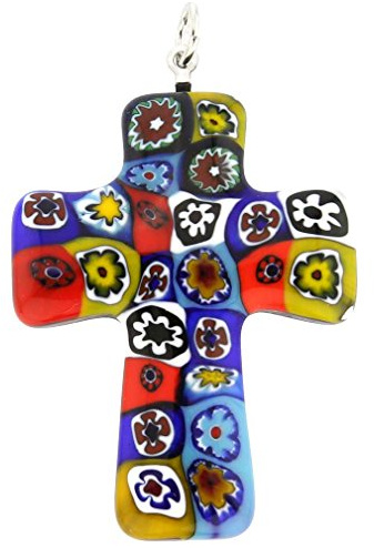 GlassOfVenice Murano glasfärg stänk Millefiori korshänge, Glas, Kristall