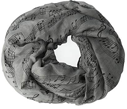 mugesh Rund-Schal Notenzeile grau-schwarz groß - Schönes Geschenk für Musiker