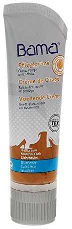 Bama Schuhcreme, Pflegecreme mit Carnaubawachs für Glattleder, optimale Pflege für Lederschuhe, Hellbraun, 75 ml