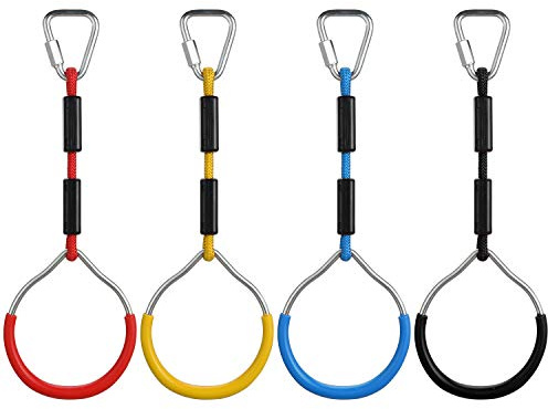 PELLOR Kids Monkey Bars, Kids Gymnastic Rings, Multifunctional Gym Rings, Backyard Playground Play Sets for Obstacle Ring, Trapeze Bar, Monkey Bars Climbing Frame, Climbing Ring Training