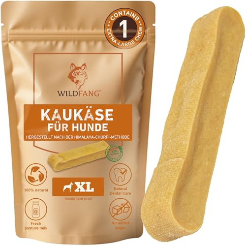 Wildfang® Yak-tugg, X-Stor för hundar över 45 kg – Dentaltugg, hårdhet som Himalayansk yakost, Churpi-ostpinnar, hundgodis & träningsgodis för valpar, Ca 137 g, 1-pack