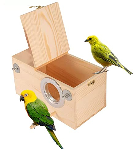 kathson Parakeet Nest Box Budgie Nesting House Cockatiel Breeding Parrots Mating Box for Lovebirds Small and Medium-Sized Birds（M）