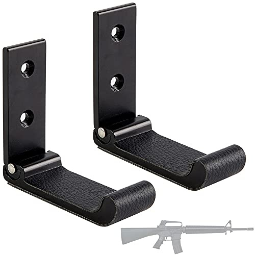 DeYoungArbeit Supporto da parete per pistole, ganci pieghevoli antigraffio con morbida imbottitura, eccellente per appendere interni, esporre o riporre qualsiasi pistola, spada e arco (confezione da 2