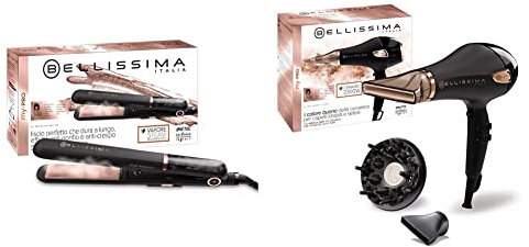 Bellissima My Pro Steam, das Dampfglätteisen der Stars, haarglätter, Keramikbeschichtung, Temperaturregelung auf 170°C - 200°C - 230°C & My Pro Ceramic P5 3800 Professioneller Haartrockner, 2300 W